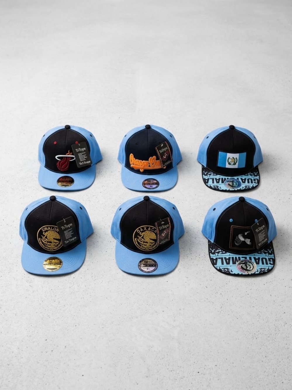 Men's Two-Tone Light Blue and Black Embroidery Snapback Cap